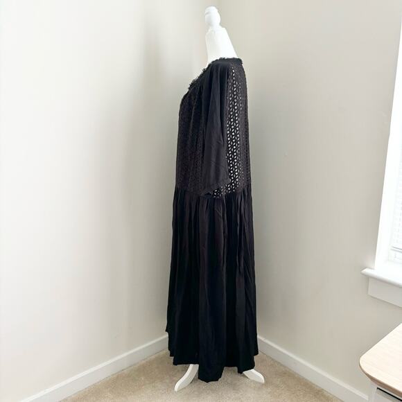 Hatch Romy Maxi Midi Dress Lace-Up Paneled Eyelet Woven Lined Maternity Wear - Picture 6 of 9